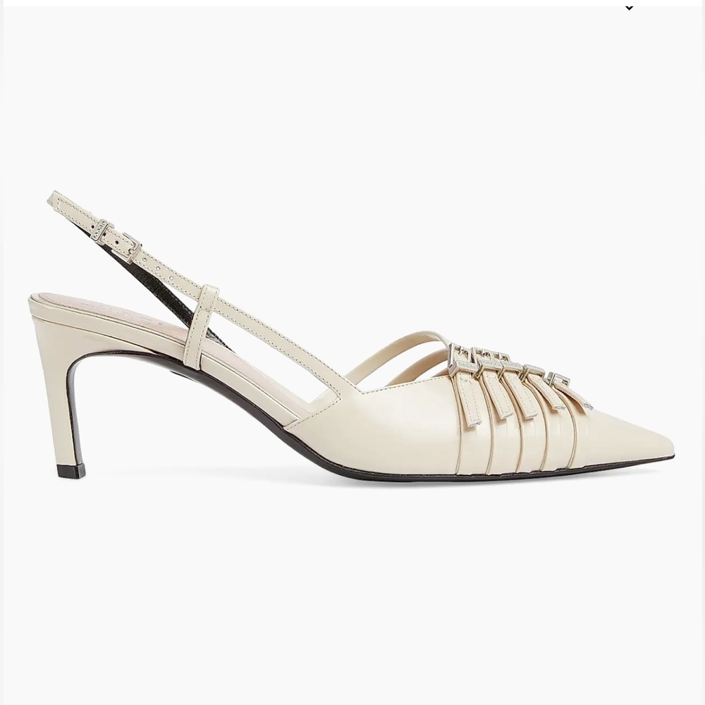 Gucci Seraphine 75mm leather sling back pumps 37.5